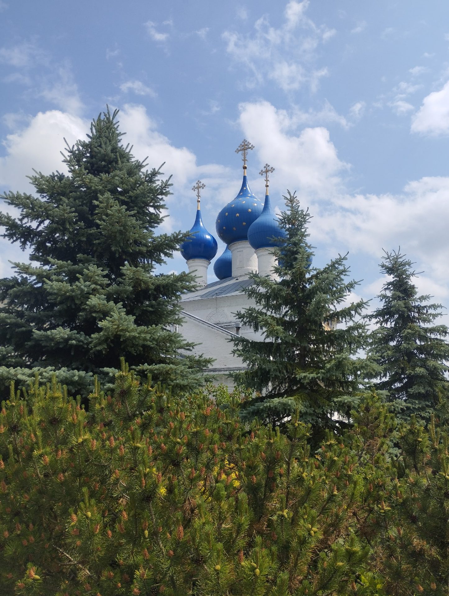 Воскресенский храм сегодня — синие купола с крестами